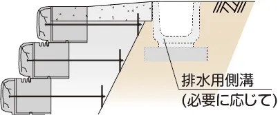 ラップブロック擁壁用の天端工の断面図
